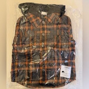George Hats 4-5T Orange and Black Hooded Plaid Shacket